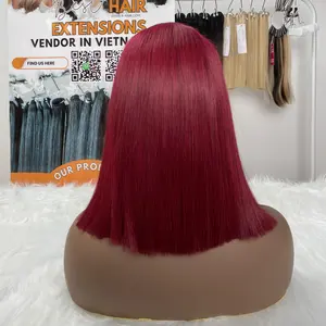 Wig rambut Vietnam mentah tanpa lem renda depan dan penutup 100% Wig rambut manusia Virgin untuk WANITA HITAM