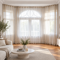 Rideau en Tulle Moderne de Qualité Exceptionnelle, Polyester Coton Lin, 1%-40% Filtration de la Lumière, Rideau de Fenêtre