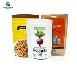 food packaging supplier Customized stand up pouch 500g snack nuts packing ziplock kraft paper bags