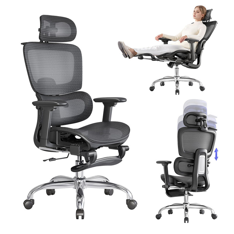 Ergonomic Office Furniture Grey Soft Suede