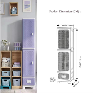 Multifunctional Foldable Plastic <b>Storage</b> Container Stackable with Rattan Pattern Drawer and Hanging Clothes Pole for Bedroom - Product Image 3