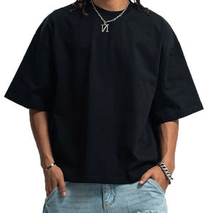 250g di cotone 100% in bianco tinta unita oversize <span class=keywords><strong>maglietta</strong></span> corta di lusso personalizzato il tuo marchio Streetwear da uomo T-Shirt - Product Image 1