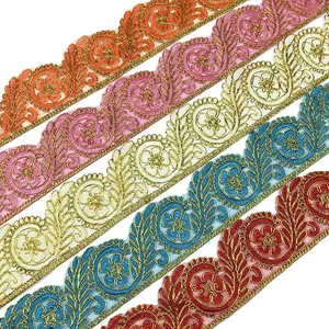 Factory Supply High Quality Embroidery Gold Lace Trim Sewing Clothing Accessories Border Lace Trimming For Dress Wholesale