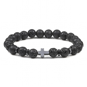 Bracelet en pierres naturelles JD Wholesale, perles croisées, turquoise, pierre de <span class=keywords><strong>lave</strong></span>, œil de tigre, bijoux de protection religieux pour cadeaux - Product Image 3