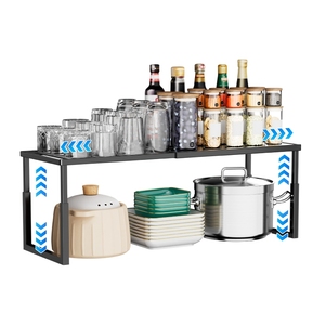 Nouveaux organisateurs d'étagères de placard réglables en hauteur, extensibles et extensibles, étagères de comptoir de cuisine, supports à épices empilables pour garde-manger - Product Image 3