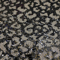 Nouveau tissu brodé à sequins de 5 mm à motif imprimé léopard pour robes, tenues de soirée, chaussures de mode, sacs, chapeaux et vêtements à sequins