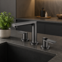 Robinet de lavabo moderne en laiton à poser sur le comptoir, trois trous, mitigeur chaud/froid pour appartement