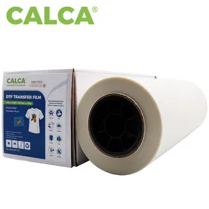 CALCA Film Transfer DTF 23,6 inci x 328 kaki/60cm x 100m Film Transfer DTF 110u Premium + gulungan Film rol kulit panas satu sisi/ganda grosir