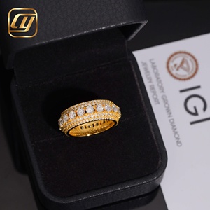 Anillo de Cadena Cubana con Micro Pavé de Diamantes Cultivados en Laboratorio, Anillo de Plata Estilo Hip Hop, Joyería de Fiesta para Hombre - Product Image 1