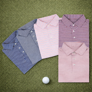 T-shirts de golf décontractés à séchage rapide et respirants de haute qualité OEM, imprimés, pour hommes, polos rayés, logo personnalisé - Product Image 1