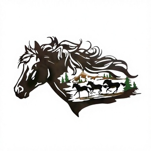 งานศิลปะโลหะรูปหัวม้า 3 มิติ สไตล์โมเดิร์น ของตกแต่งผนังบ้านสุดหรู ดีไซน์ตัดด้วยเลเซอร์บนไม้เอ็มดีเอฟ รับสั่งทำได้ที่นี่ - Product Image 3