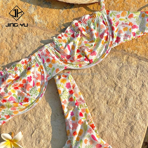 Bikini Nhà Sản Xuất Chất Lượng Cao 2024 Cao Eo Bandeau Hai Mảnh Rpet Gân Nhung Satin Kết Cấu Nhăn Bikini Tùy Chỉnh - Product Image 5