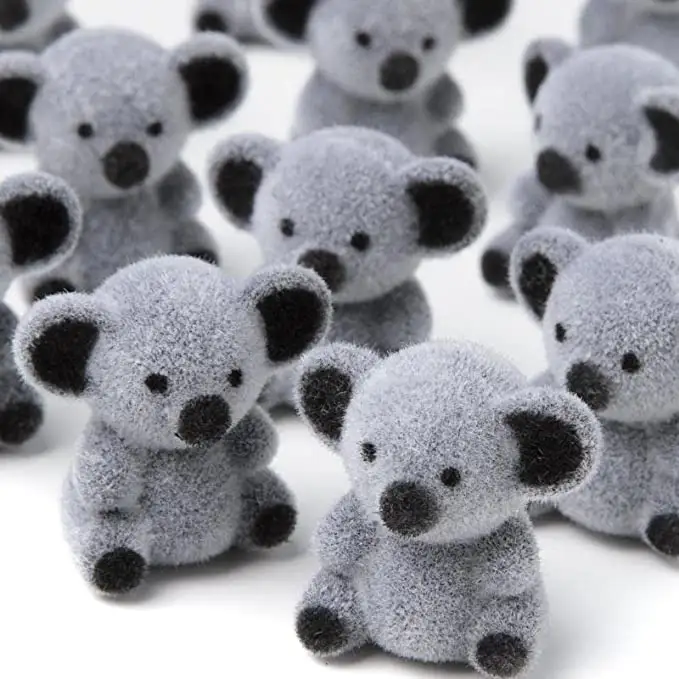 Benutzer definierte kleine bären förmige beflockte Figuren Miniatur Baby Koala Teddybären