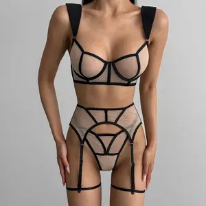 Chuangerm, в наличии 2024, новое модное нижнее белье, сексуальное удобное Сетчатое белье с подвязками, женское белье En Gros
