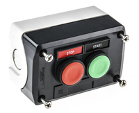 Boîtier de commande à bouton-poussoir électrique Xald211h29 à rappel par ressort, configuration 1 ouvert / 1 normalement fermé, bouton vert, bouton rouge