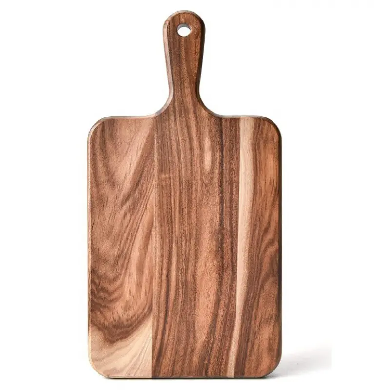 Commercio all'ingrosso logo laser dark light kitchen bulk small acacia faggio noce oliva quercia tagliere in legno di teak con manico