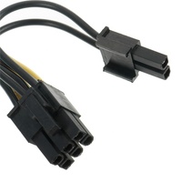 Holly Kabel Daya Komputer Berkualitas Tinggi 8-Pin Female Dual PCI-E (6+2) Male Tembaga Murni PVC 24V 18AWG 20cm Hitam/Kuning Pitch 4.2mm