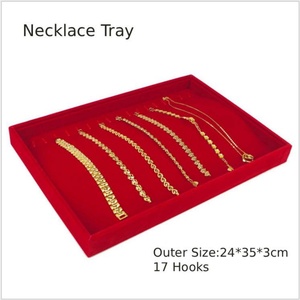 Red Velvet Gold Jewelry Display Tray for Earrings Necklace Pendant <b>Ring</b> <b>Watch</b> Bracelet Display Trays for Gold Jewelry - Product Image 3
