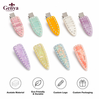 Épingles à cheveux Genya de haute qualité avec perles, pinces latérales sans trace, épingles à cheveux personnalisées en acétate, accessoires de mode pour filles