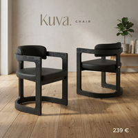 Chaise de salle à manger moderne en bois massif de style nordique, siège rembourré en microfibre, fauteuil design, finition noire, meubles de maison, salle à manger MUTLU