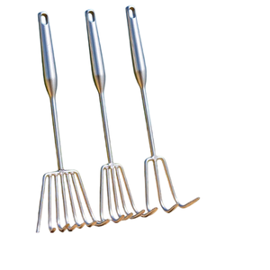 Rastrillo para almejas de acero inoxidable de alta resistencia con 5 dientes, herramienta de excavación de playa de mango corto para la recolección de almejas, conchas y jardinería - Product Image 5