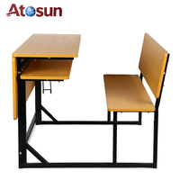 Meubles d'école en bois sur mesure à deux places, bureau et chaise, banc et bureau d'école pour la salle de classe