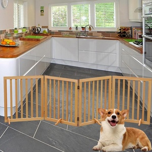 <strong>Wooden</strong> <strong>Dog</strong> <strong>Gate</strong> 4 Panels Freestanding Collapsible Pet <strong>Dog</strong> Safety <strong>Gate</strong> for House Doors <strong>Stairs</strong> - Product Image 2