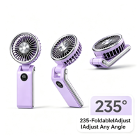 Plus de 180 °   Ventilateur portable mini pliable avec écran LED, 10h d'autonomie, idéal pour la maison, le bureau, les voyages, les cadeaux en plein air