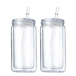 Gobelets PC à double paroi transparents sans BPA, 12oz 16oz, pour cadeaux DIY avec paillettes, avec couvercle pré-percé pour gobelet et paille, globe à neige en acrylique, pour enfants et usage général - Product Image 1