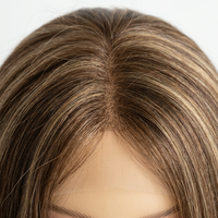 Perruque juive transparente à base de soie avec mèches, cuir chevelu réaliste, cheveux humains longs et raides, Sheitel injecté sans nœuds