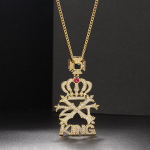 Collar con Colgante de Zirconia Estilo Hip Hop Ice Out para Hombre y Mujer, Corona de Rey, Cadena Cubana de Acero Inoxidable, Joyería Punk Hippie para Regalo - Product Image 1