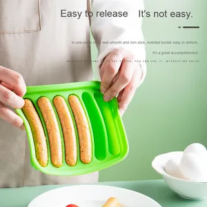 Moule à saucisses en silicone alimentaire écologique à 6 cavités pour jambon et hot-dogs, idéal pour la cuisson à domicile, outil de pâtisserie avec sac OPP - Product Image 4