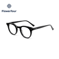 Montures de lunettes rondes en acétate Flowerfour FFM3007 Tortoise pour adultes, montures optiques rétro à monture complète, style vintage