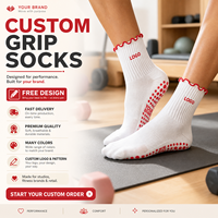 Fitness Yoga Chaussette Personnalisé Anti-Dérapant Pilates Chaussettes Conception Broderie Logo À Volants Yoga Chaussette Personnalisé Antidérapant Yoga Grip Sox