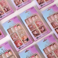 96 pièces blanc noir français lignes simples presse sur les ongles amande cercueil faux ongles ensemble bricolage Salon faux ongles
