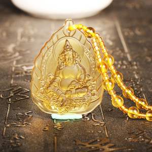 Collier perlé sculpté avec pendentif en forme de dragon <span class=keywords><strong>chinois</strong></span>, <span class=keywords><strong>poisson</strong></span> <span class=keywords><strong>rouge</strong></span>, Bouddha, fleurs, dieux, symbole religieux et d'engagement, doré - Product Image 2