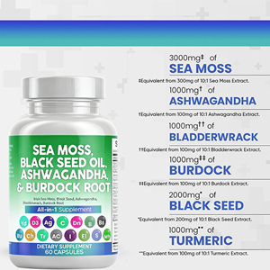 Píldoras de musgo marino de etiqueta privada Cápsulas de Shilajit Suplemento de Salud de apoyo inmunológico ASHWAGANDHA & BURDOCK ROOT - Product Image 3