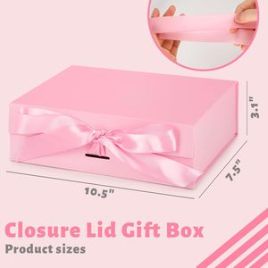 Pink Folding <b>Gift</b> <b>Box</b> With Lid Magnetic Closure Ribbon For Bridal <b>Gifts</b> Weddings Birthdays Mother's Day - Product Image 2