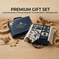 Personalisiertes Hundekotbeutel-Spender-Zubehör-Set mit individuell besticktem Logo, luxuriösem Haustier-Bandana und Kotbeutelhalter-Geschenkset