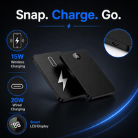 Batterie externe ultra-fine portable 15w 20W sans fil magnétique à charge rapide mince 5000mah Chargeur de batterie externe logo LED 10000 MAH Métal