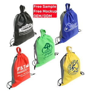 กระเป๋าหูรูดทำจากโพลีเอสเตอร์สไตล์สปอร์ตพร้อมโลโก้แบบกำหนดเองและสายคล้องไหล่แบบปรับได้สำหรับยิมฟิตเนสและการเดินทางสำหรับผู้ใหญ่และเด็ก - Product Image 1