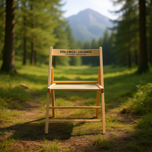 Chaise pliante Pohj Crkos en bois naturel, chaise de jardin d'extérieur, chaise de camping, style rustique, design en bois massif - Product Image 2