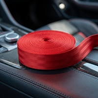 Sangle de ceinture de sécurité de voiture Liman SB14 47 mm, 1 mm d'épaisseur, en polyester/nylon écologique, haute résistance, rouge, jacquard, pour épaule