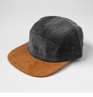 Gorra de campamento de 5 paneles personalizada Sombrero de pana en blanco liso con ala de gamuza
