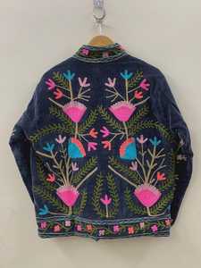 เสื้อแจ็คเก็ตผ้าฝ้ายปักลายดอกไม้แบบซูซานี ทำมือ ผ้ากำมะหยี่ ระบายอากาศได้ดี สไตล์วินเทจ โบฮีเมียน เสื้อโค้ทฤดูหนาวสำหรับทุกเพศ  เสื้อคลุมสไตล์ชาติพันธุ์ ของขวัญ - Product Image 4