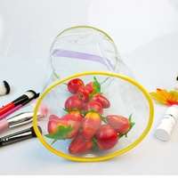 Nouvelle pochette cylindrique cosmétique sac en PVC de forme ronde sacs de rangement à fermeture éclair en PVC cylindrique sacs en plastique PVC transparent pour l'emballage