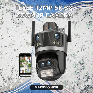 Caméra de sécurité extérieure sans fil PTZ 3K 12MP à quatre objectifs avec lumière d'avertissement et étanchéité - <span class=keywords><strong>Camara</strong></span> De Seguridad Wifi - Product Image 2