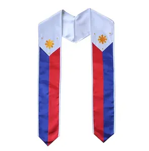 High quality Custom Philippines Flag Graduation Stole Sash for Study Aboard International Students