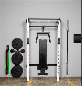 Equipo de <span class=keywords><strong>Fitness</strong></span> para Gimnasio en Casa <span class=keywords><strong>Rack</strong></span> Plegable de Pared Soporte para Sentadillas de Montaje Mural con Barra Multiaagarre - Product Image 3
