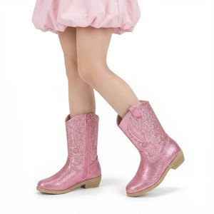 <span class=keywords><strong>Stivali</strong></span> da <span class=keywords><strong>Cowboy</strong></span> Rosa Glitterati per Ragazze, Stile Western a Metà Polpaccio con Cerniera Laterale, Calzature per Feste e Travestimenti - Product Image 1